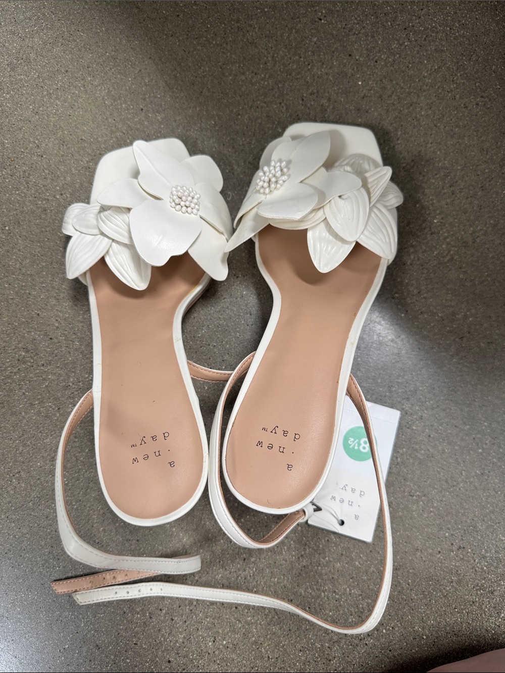 a new day White Floral Slingback Sandals